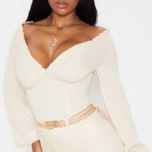 Prettylittlething cream milk frill cup bodysuit